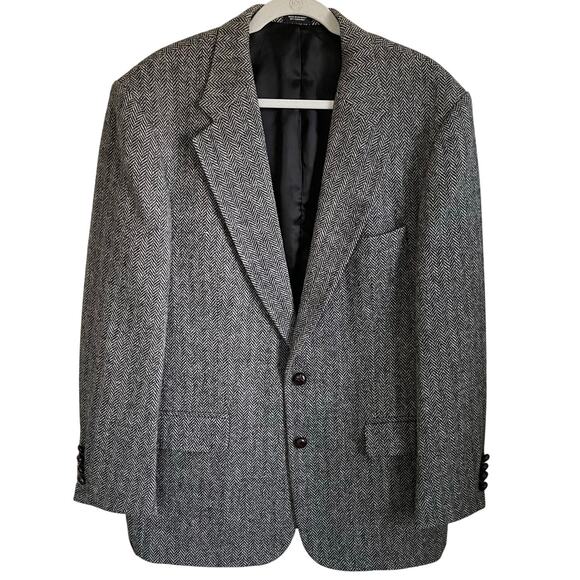Robert Stock Vintage 100% Wool Tweed Blazer Sport Coat Size 42R Herringbone - Picture 1 of 11